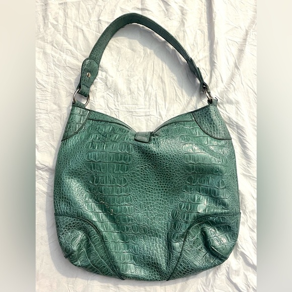 Sag Harbor Teal Crocodile-Embossed Women's Bag Purse - Picture 4 of 14
